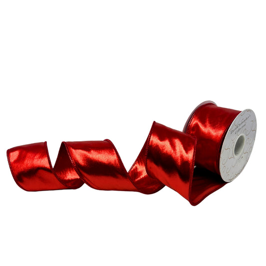 Metallic Faux Leather Wired Ribbon 2.5" x 10yd | IR