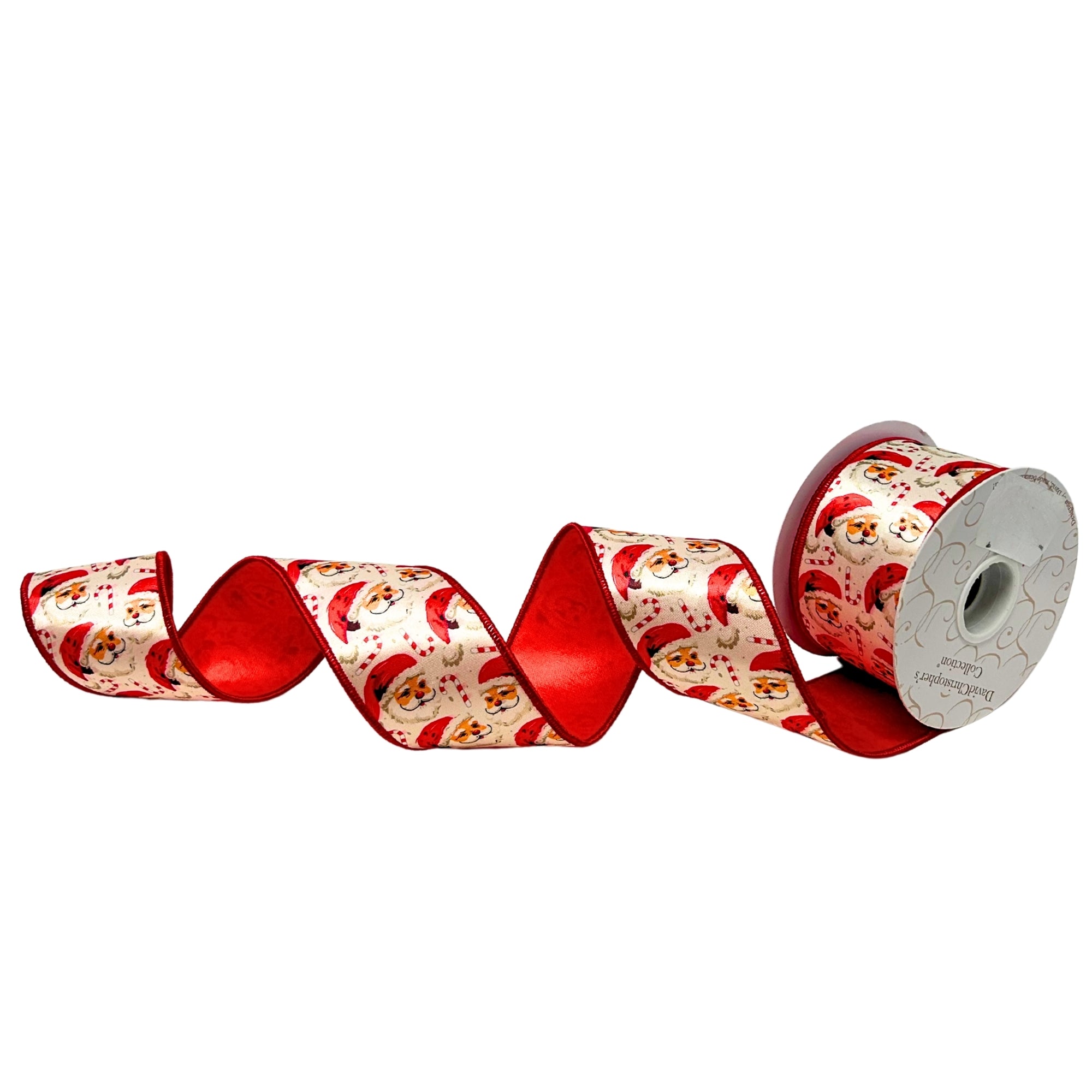 Retro Santa Print on Satin Ribbon 2.5