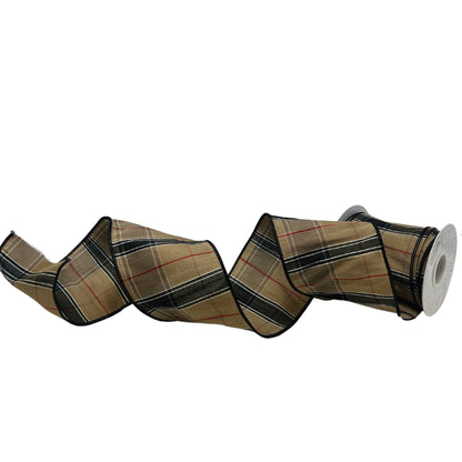 Berry Black and Tan Plaid Ribbon 4" x 10yd | IR