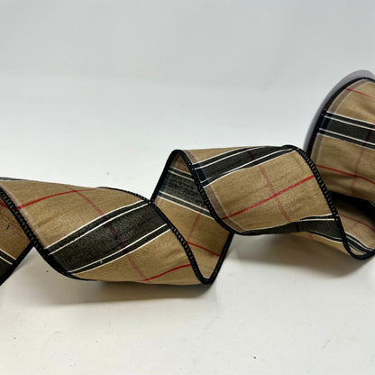 Berry Black and Tan Plaid Ribbon 2.5" x 10yd | IR