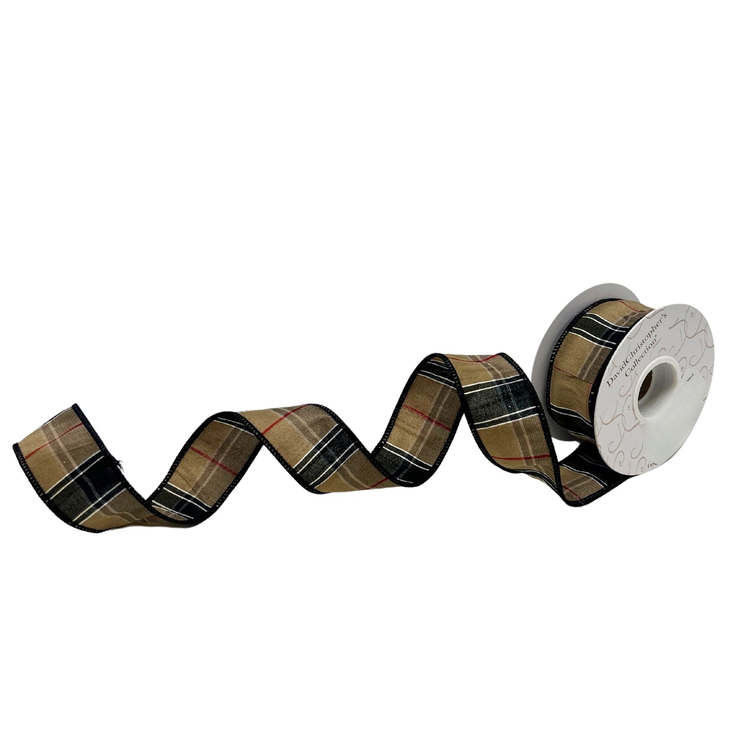 Berry Black and Tan Plaid Ribbon 1.5" x 10yd | IR