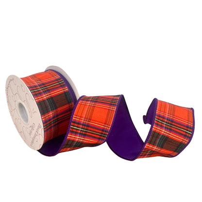 Orange/Black/Gold Plaid Ribbon 2.5" x 10yd | IR