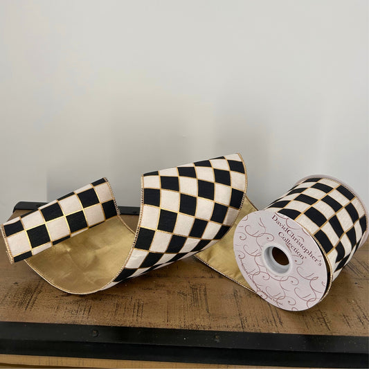 Classy Checks w/ Gold Backing Ribbon 6" x 10yd | IR