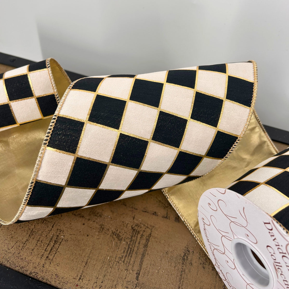 Classy Checks w/ Gold Backing Ribbon 6" x 10yd | IR