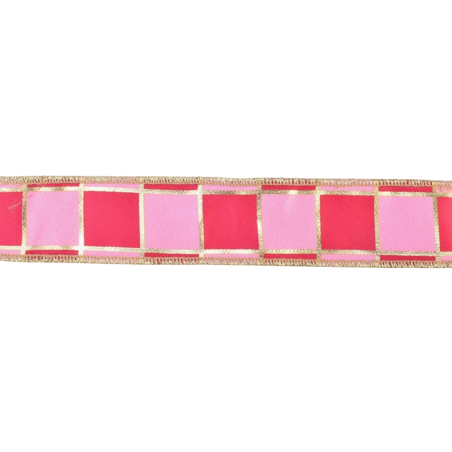 Classy Pink Checks w/ Gold Back Ribbon 1.5" x 10yd | IR
