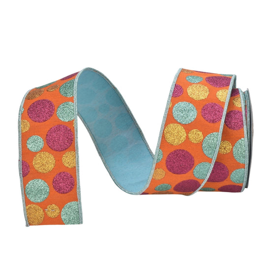 Orange/Aqua/Red Multi Dot Ribbon 2.5" x 10yd | IR