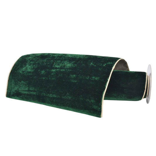 Enchanting Emerald Plush Velvet Ribbon w/ Gold Back 12" x 10yd | IR