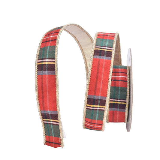 Tartan Tradition Plaid Ribbon w/ Gold Back 1" x 10yd | IR