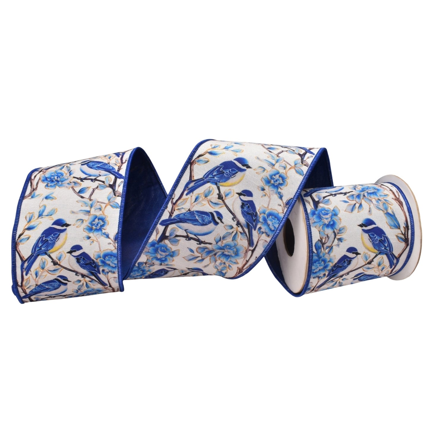 Chinoiserie Birds Ribbon w/ Blue Back 4" x 10yd | IR
