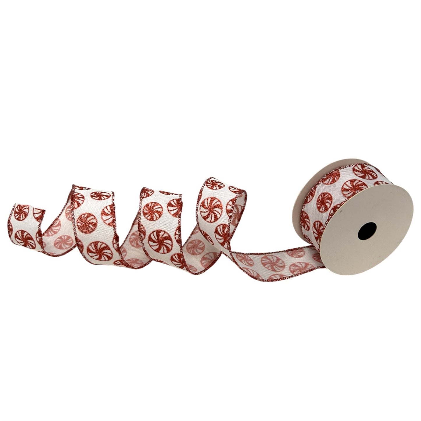 Iridescent Glitter Peppermint on White Ribbon 1.5" x 10yd | CRR