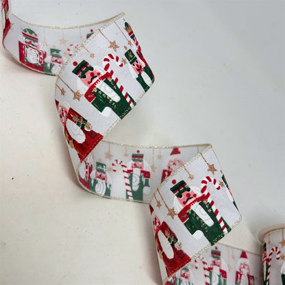 Festive Nutcrackers Print on Linen Ribbon 2.5" x 10yd | CRR