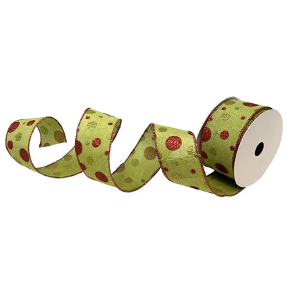 Polka Dot on Lime Ribbon 1.5" x 10yd | CRR