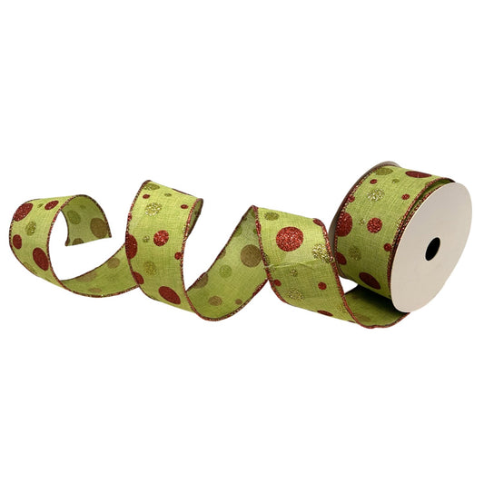 Polka Dot on Lime Ribbon 1.5" x 10yd | CRR