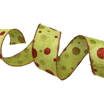 Polka Dot on Lime Ribbon 1.5" x 10yd | CRR