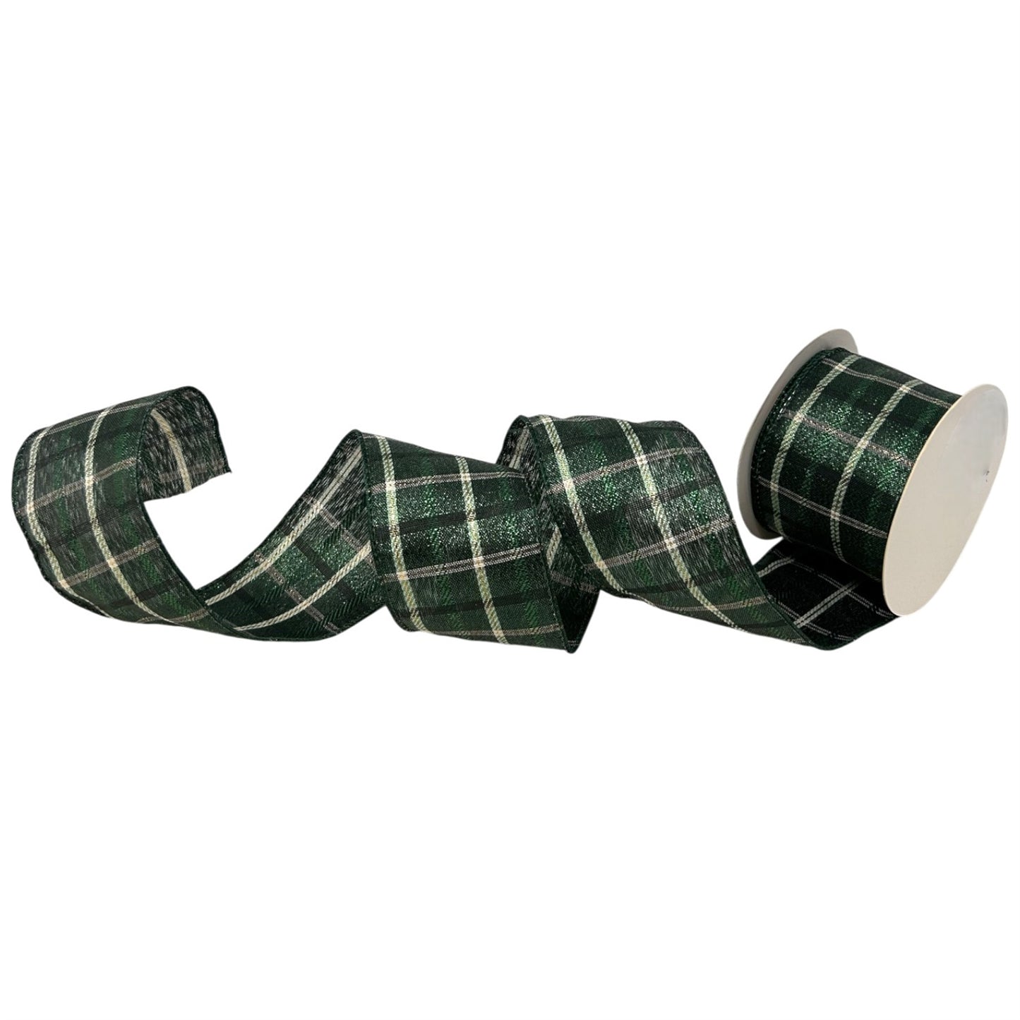Metallic Green Plaid Ribbon 2.5" x 10yd | CRR