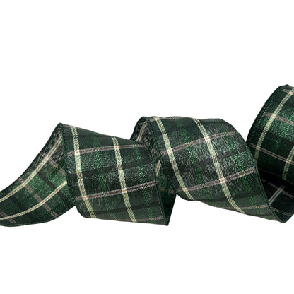 Metallic Green Plaid Ribbon 2.5" x 10yd | CRR