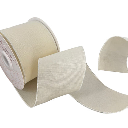 Faux Linen Ribbon 2.5" x 10yd - Cream | CRR