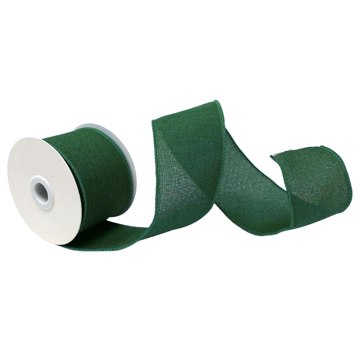 Faux Linen Ribbon 2.5" x 10yd - Dark Green | CRR