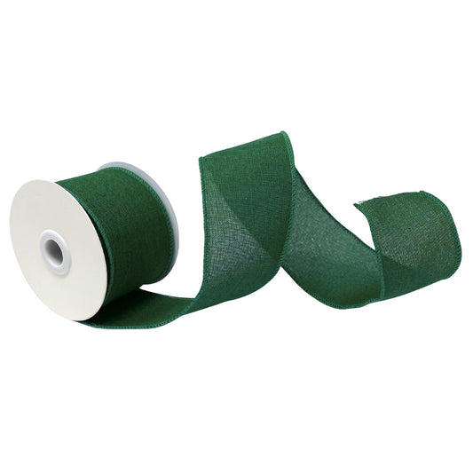 Faux Linen Ribbon 2.5" x 10yd - Dark Green | CRR