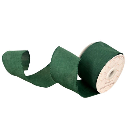 Faux Linen Ribbon 2.5" x 10yd - Dark Green | CRR