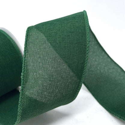 Faux Linen Ribbon 2.5" x 10yd - Dark Green | CRR