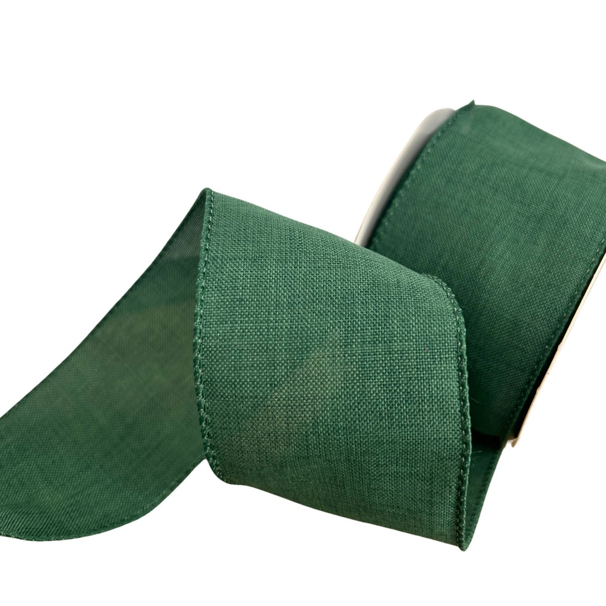 Faux Linen Ribbon 2.5" x 10yd - Dark Green | CRR