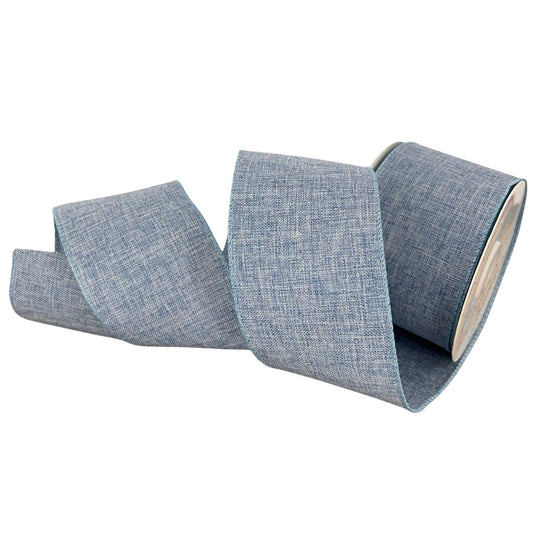 Faux Linen Ribbon 2.5" x 10yd - Light Blue | CRR