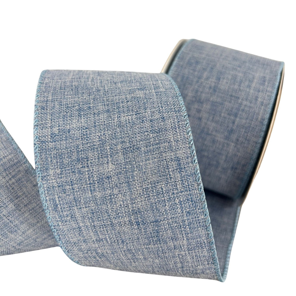 Faux Linen Ribbon 2.5" x 10yd - Light Blue | CRR