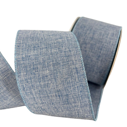 Faux Linen Ribbon 2.5" x 10yd - Light Blue | CRR