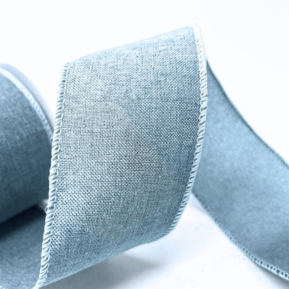 Faux Linen Ribbon 2.5" x 10yd - Light Blue | CRR