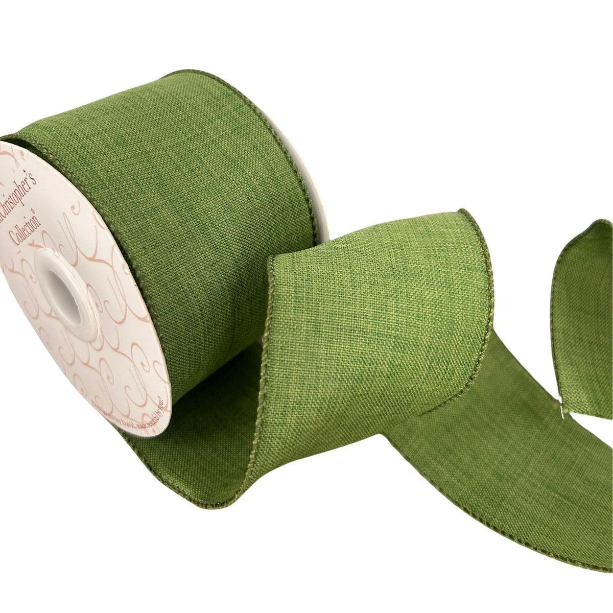 Faux Linen Ribbon 2.5" x 10yd - Light Green | CRR