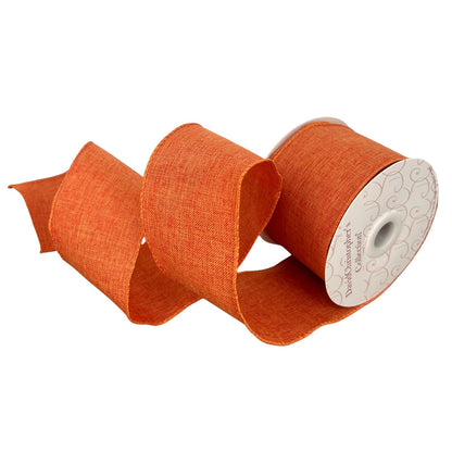 Faux Linen Ribbon 2.5" x 10yd - Light Orange | CRR