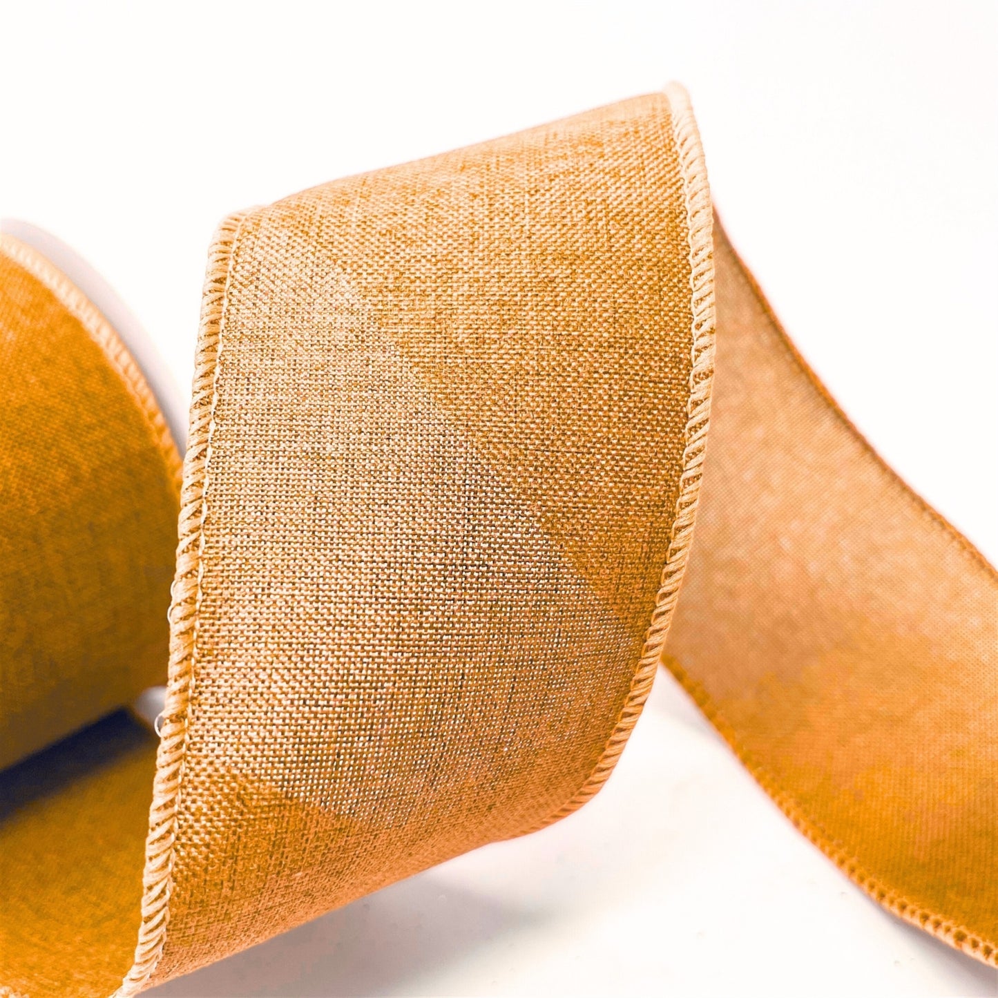 Faux Linen Ribbon 2.5" x 10yd - Light Orange | CRR