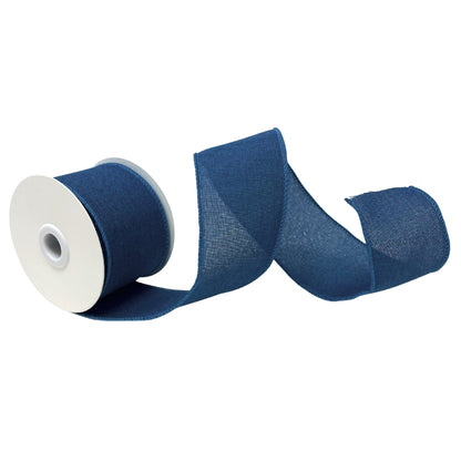 Faux Linen Ribbon 2.5" x 10yd - Navy | CRR