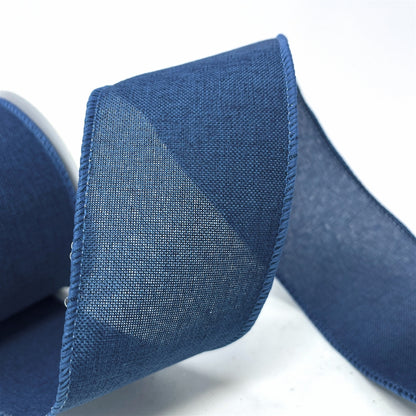 Faux Linen Ribbon 2.5" x 10yd - Navy | CRR
