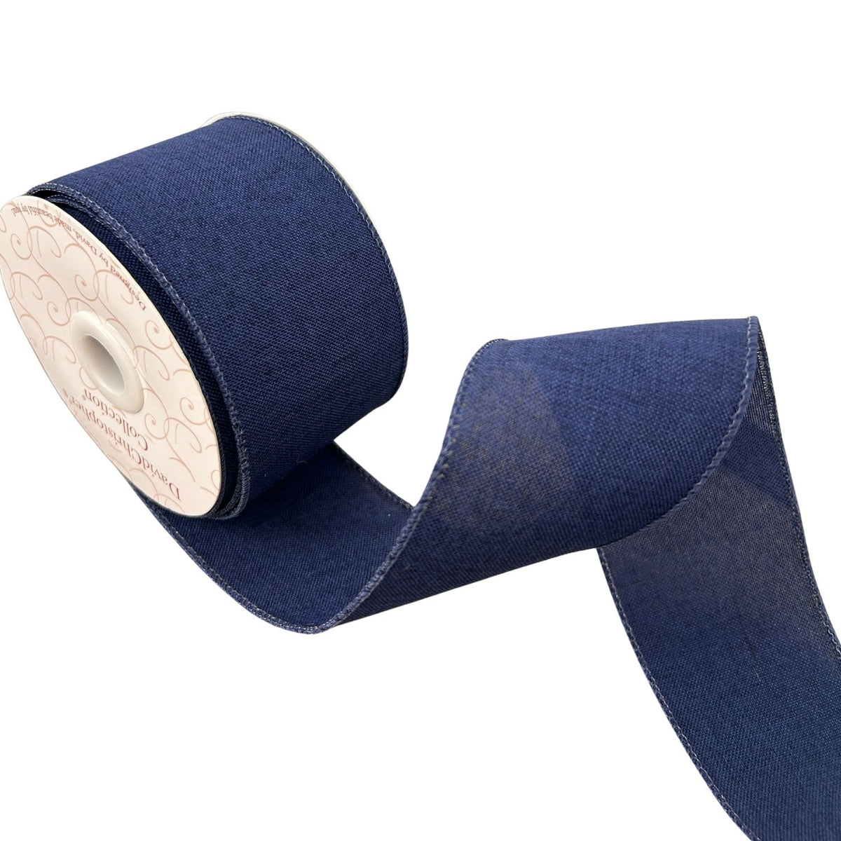 Faux Linen Ribbon 2.5" x 10yd - Navy | CRR