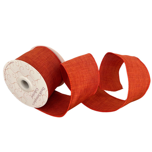 Faux Linen Ribbon 2.5" x 10yd - Orange | CRR