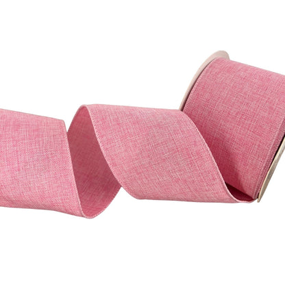 Faux Linen Ribbon 2.5" x 10yd - Pink | CRR
