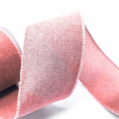 Faux Linen Ribbon 2.5" x 10yd - Pink | CRR