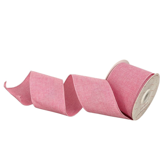 Faux Linen Ribbon 2.5" x 10yd - Pink | CRR