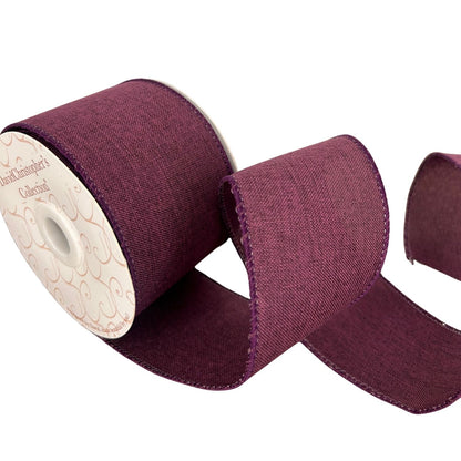 Faux Linen Ribbon 2.5" x 10yd - Plum | CRR