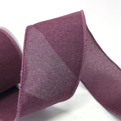 Faux Linen Ribbon 2.5" x 10yd - Plum | CRR
