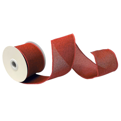 Faux Linen Ribbon 2.5" x 10yd - Red | CRR
