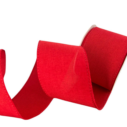Faux Linen Ribbon 2.5" x 10yd - Red | CRR