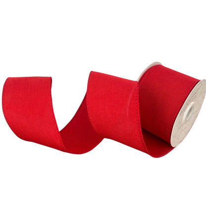 Faux Linen Ribbon 2.5" x 10yd - Red | CRR