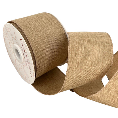 Faux Linen Ribbon 2.5" x 10yd - Tan | CRR