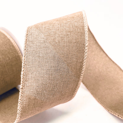 Faux Linen Ribbon 2.5" x 10yd - Tan | CRR