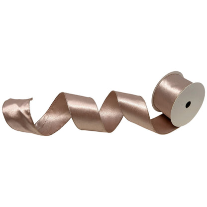 Rose Pink Double Faced Satin Ribbon w/ Rose Gold Edge 2.5" x 10yd | CRR