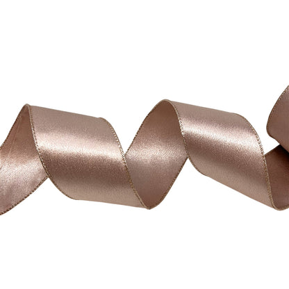 Rose Pink Double Faced Satin Ribbon w/ Rose Gold Edge 2.5" x 10yd | CRR