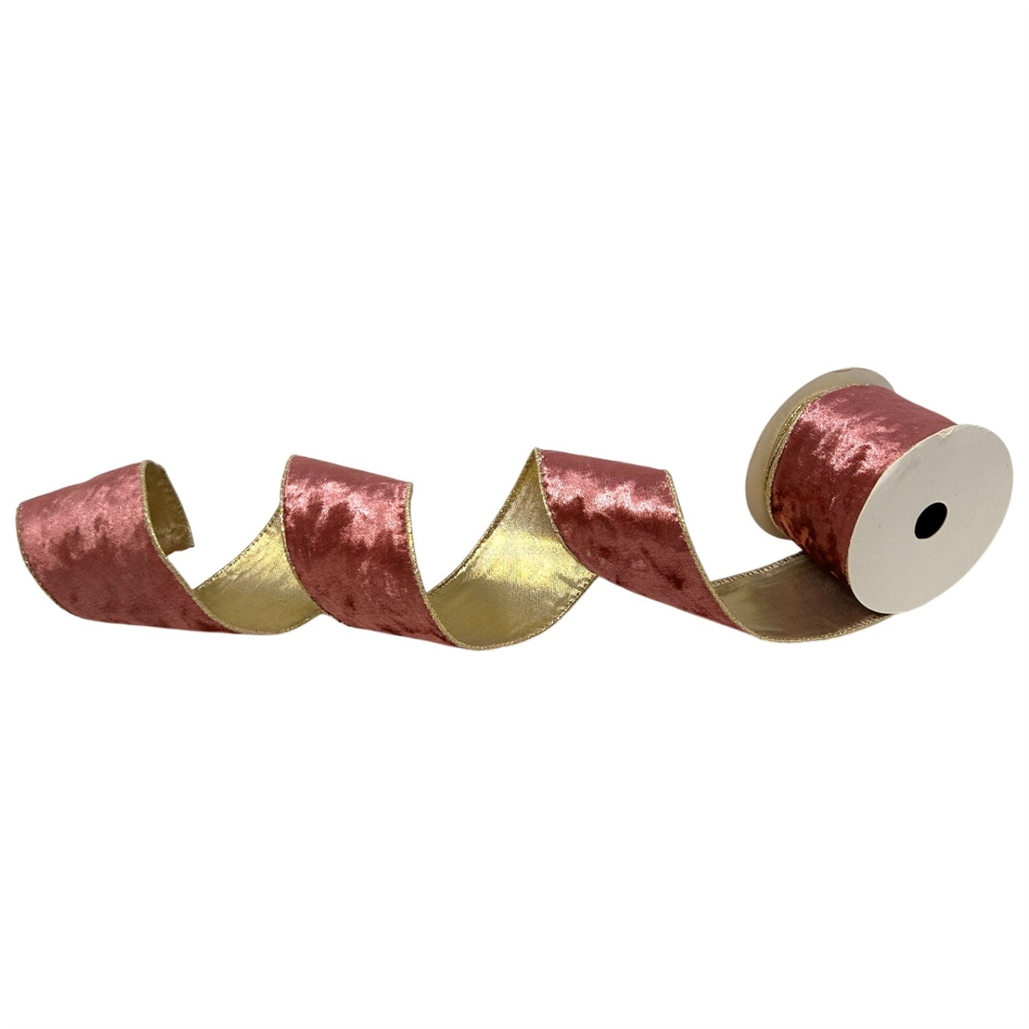 Velvet Ribbon w/ Gold Back and Gold Edge 2.5" x 10yd - Pink | CRR